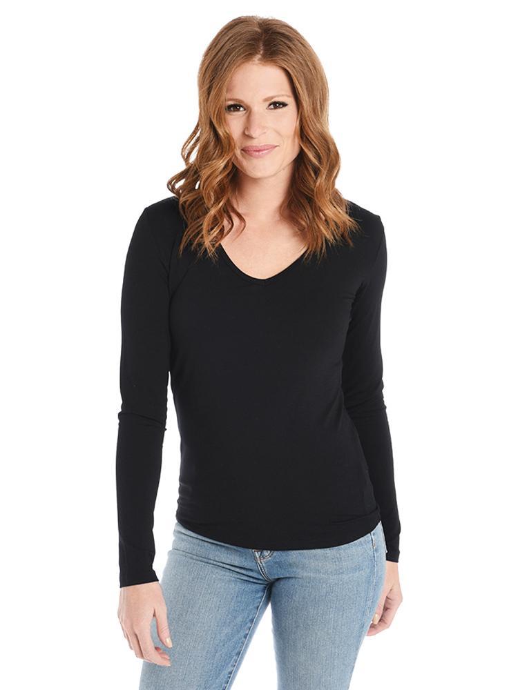 Majestic Viscose Long Sleeve V Neck Tee - Saint Bernard