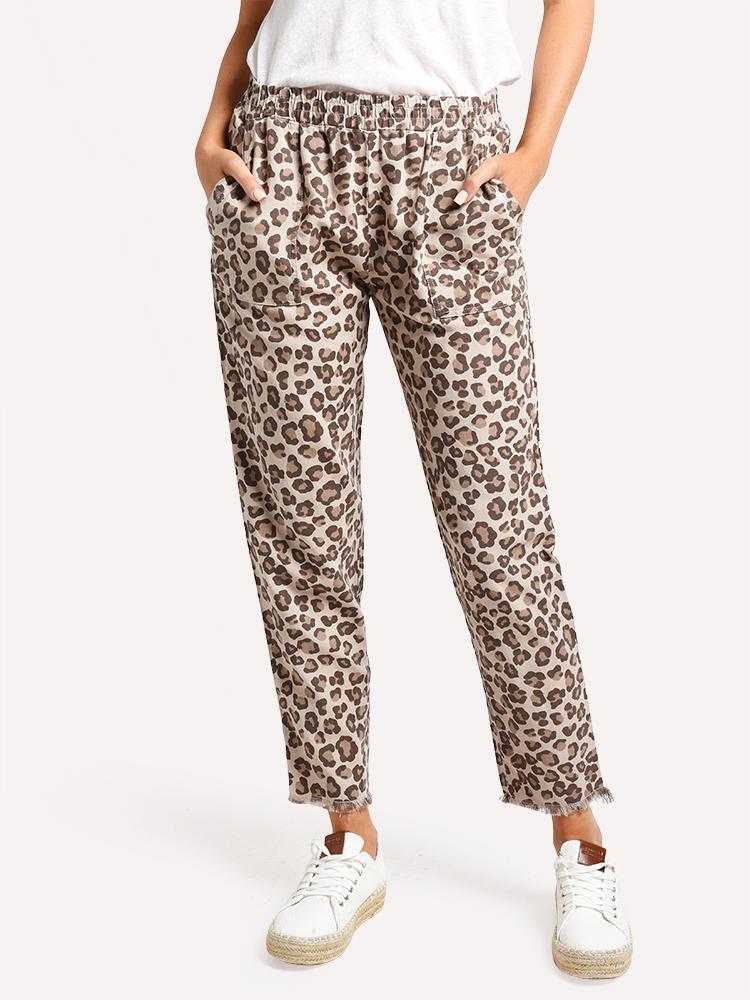 Monrow Leaopard Fray Patch Pocket Pant - Saint Bernard