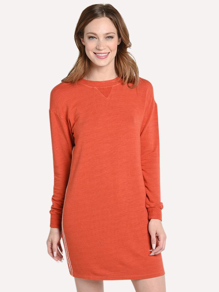 Monrow Women's Supersoft Contrast Stitch Sweatshirt Dress
