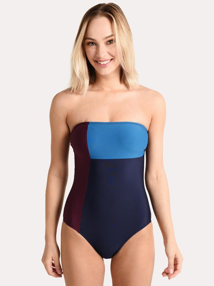 Helen Jon Colorblock Bandeau One Piece - Saint Bernard