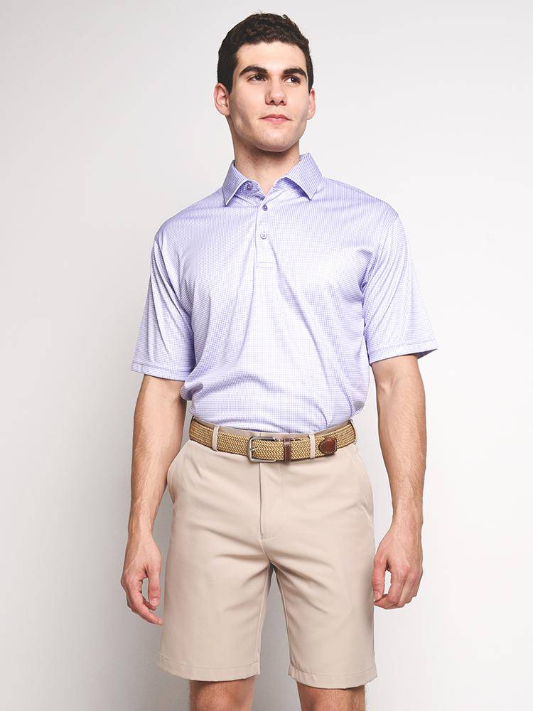 Saint Bernard Printed Gingham Short Sleeve Polo - Saint Bernard
