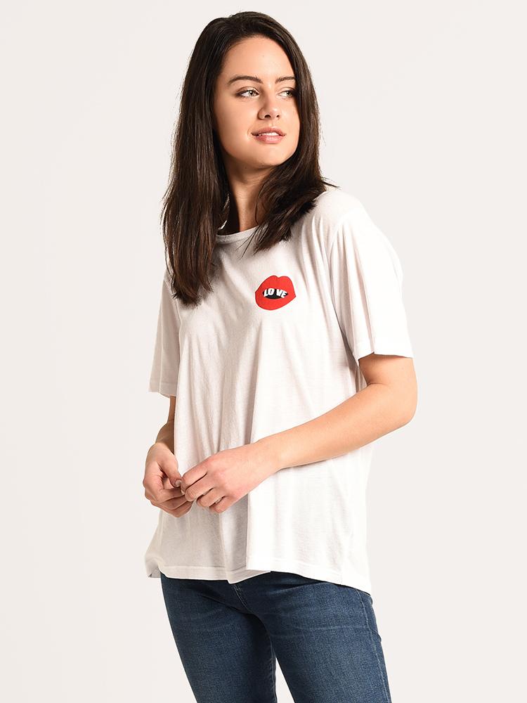 Monrow Oversized Love Crew Neck Tee - Saint Bernard