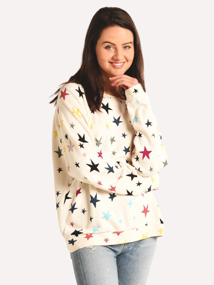Monrow Falling Stars Oversized Raglan Sweatshirt - Saint Bernard