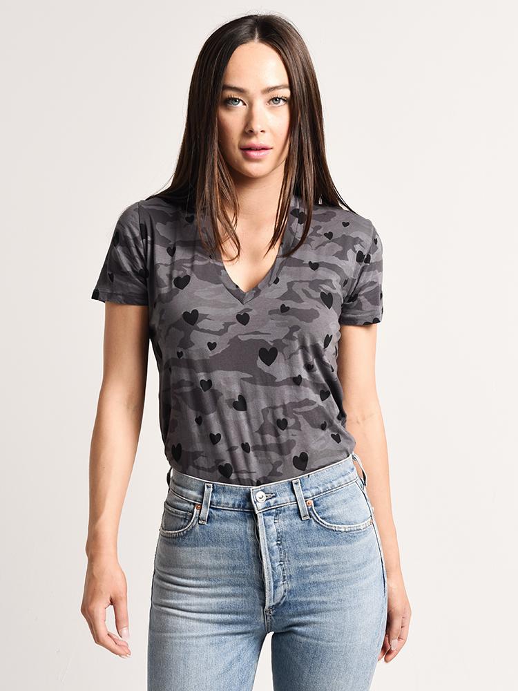 Monrow Relaxed Camo Heart Tee - Saint Bernard