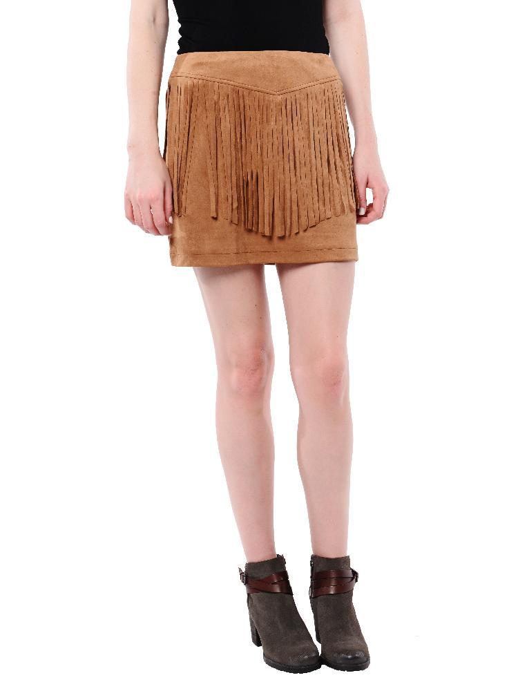 Jack by BB Dakota Eulamay Fringe Faux Suede Skirt - Saint Bernard