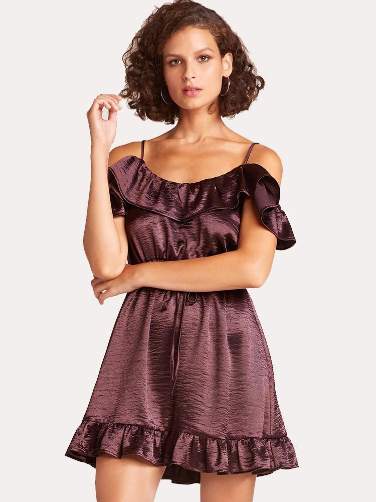 Jack Got To Be Real Satin Ruffle Dress - Saint Bernard