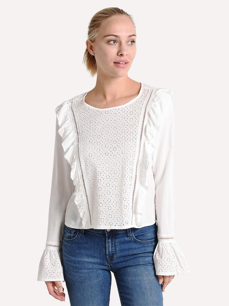 Jack Women's Eyelet It Happen Ruffle Blouse - Saint Bernard