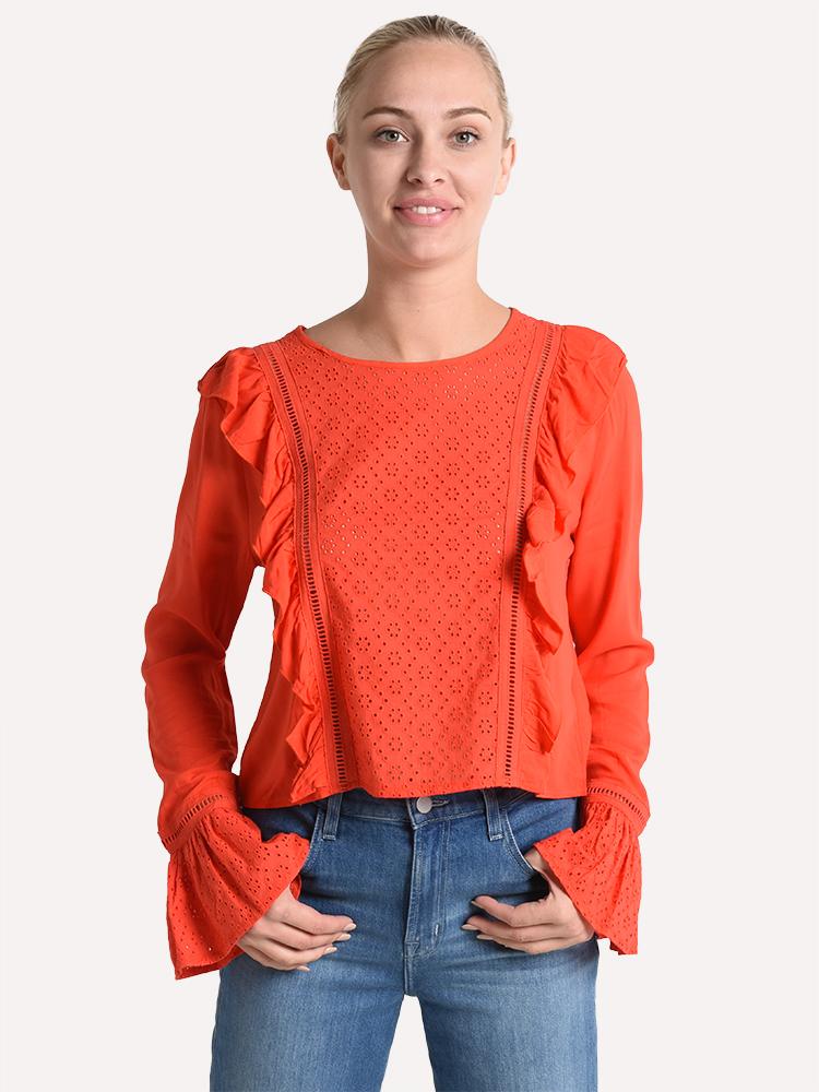 Jack Women's Eyelet It Happen Ruffle Blouse - Saint Bernard