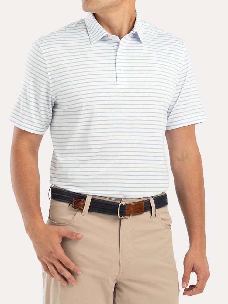 Johnnie-O Men's Beech Striped Prep-Performance Jersey Polo - Saint Bernard