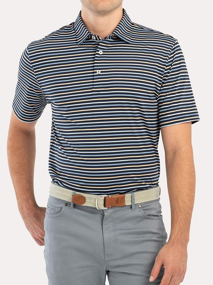 Johnnie-O Kingston Striped Prep-formance Jersey Polo - Saint Bernard