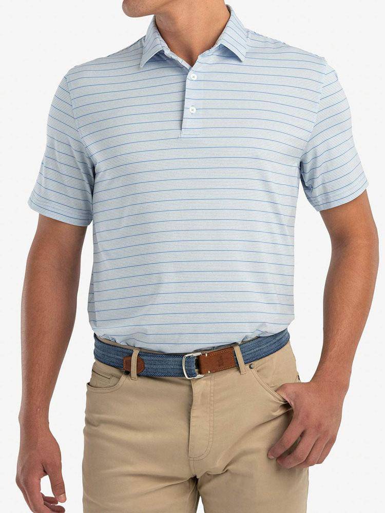Johnnie-O Men's Kiawah Striped Prep-Formance Jersey Polo - Saint Bernard