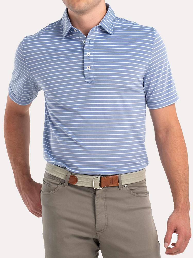 Johnnie-O Men's Cay Striped Prep-Performance Pique Polo - Saint Bernard