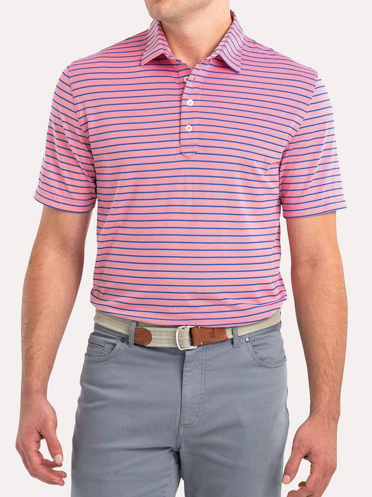 Johnnie-O Men's Cay Striped Prep-Performance Pique Polo - Saint Bernard