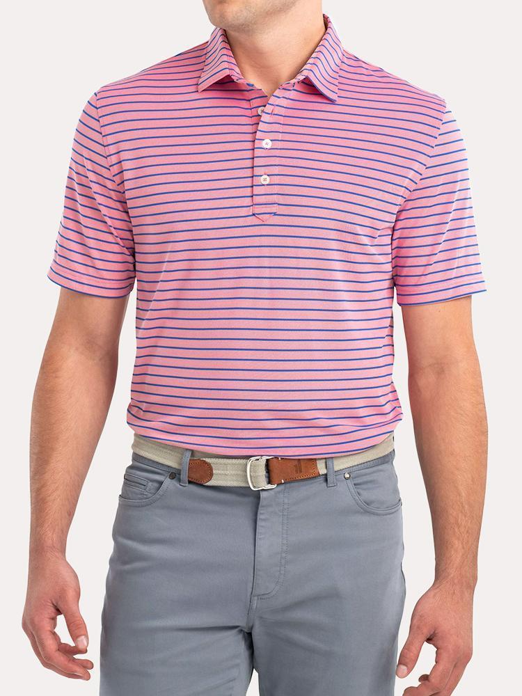 Johnnie-O Men's Cay Striped Prep-Performance Pique Polo - Saint Bernard