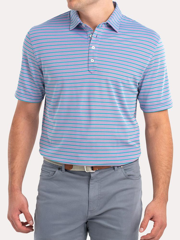 Johnnie-O Men's Cay Striped Prep-Performance Pique Polo - Saint Bernard