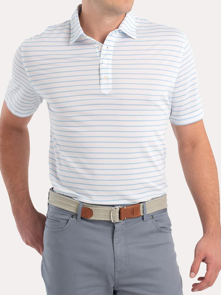 Johnnie-O Men's Cay Striped Prep-Performance Pique Polo - Saint Bernard