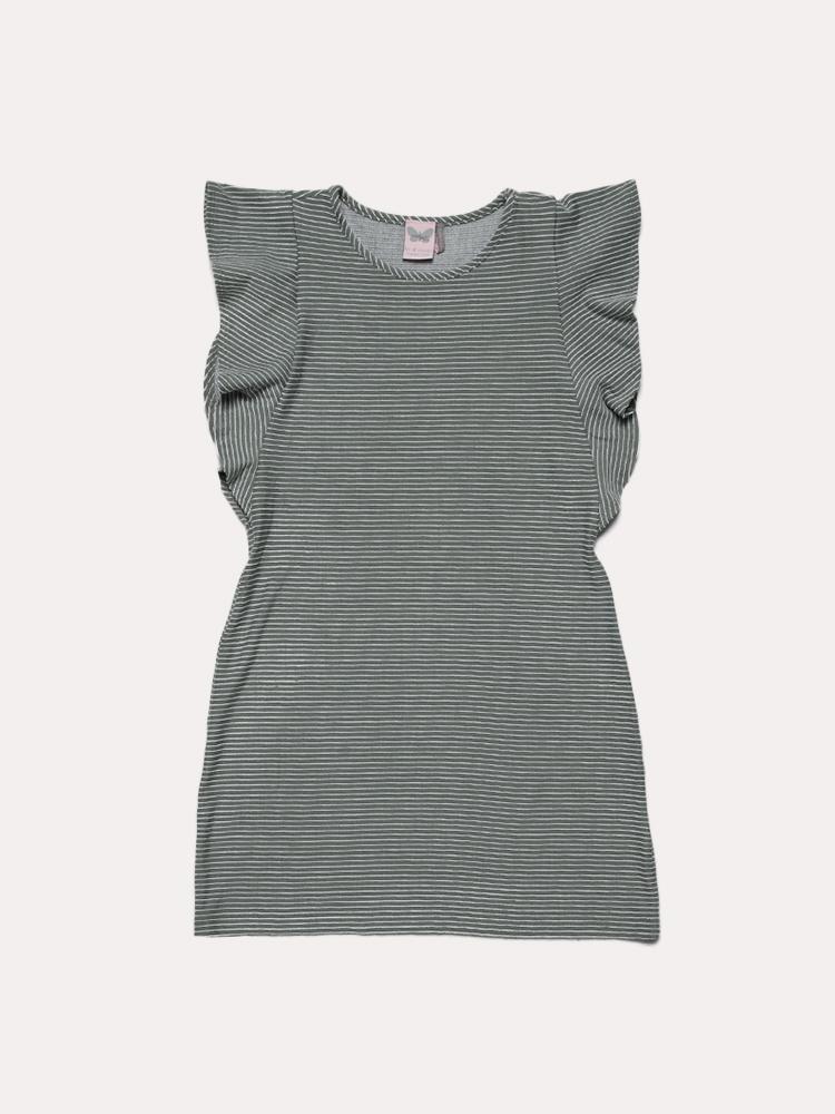 For All Seasons Stripe Ruffle Sleeve Dress - Saint Bernard