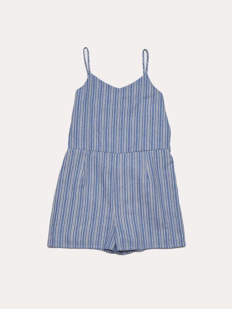 For All Seasons Stripe Tie Romper - Saint Bernard