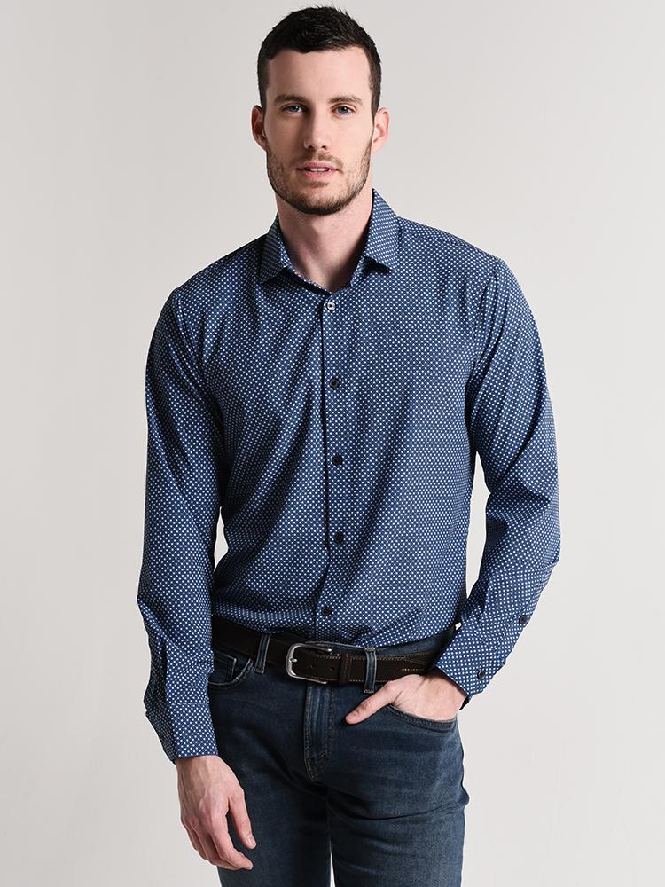 Mizzen +  Main Atlantic Navy Daisy Print Shirt - Saint Bernard