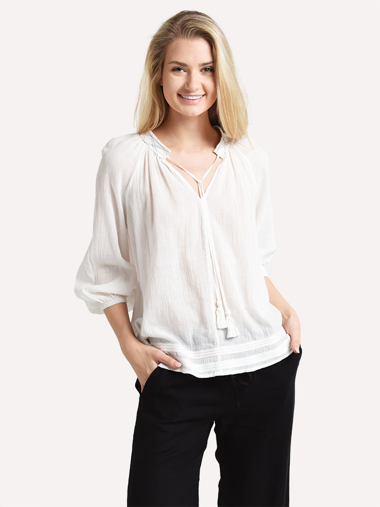 Velvet Lena Peasant Top - Saint Bernard