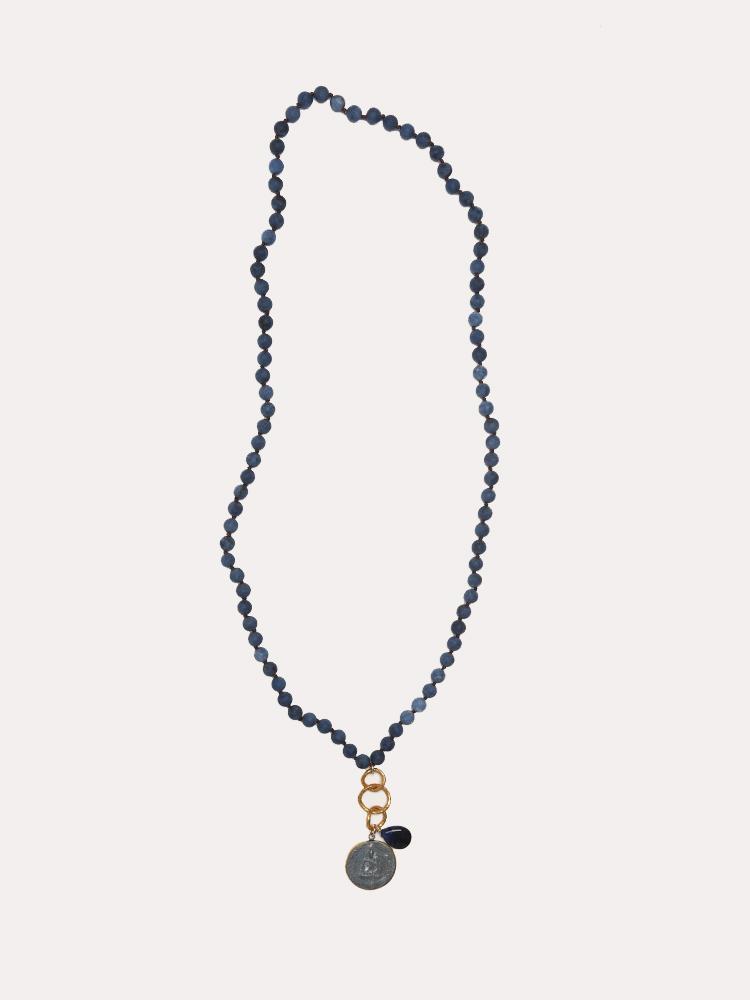 Deborah Gaspar Denim Tone Dyed Jade Necklace - Saint Bernard