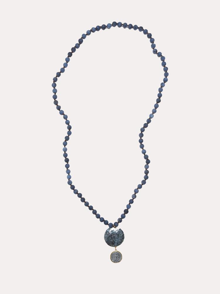 Deborah Gaspar Denim Tone Dyed Jade Mother Of Pearl Necklace - Saint Bernard