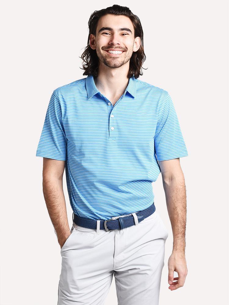 Linksoul Knit Yarn Dye Stripe Dry-Tech Polo - Saint Bernard