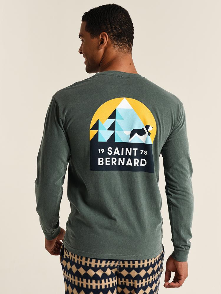 Saint Bernard Men's Long Sleeve Dog Mountain Logo Tee