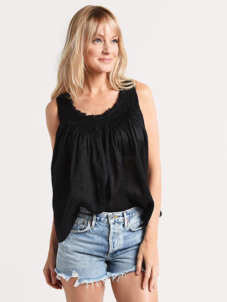 Frame Smocked Yoke Top - Saint Bernard