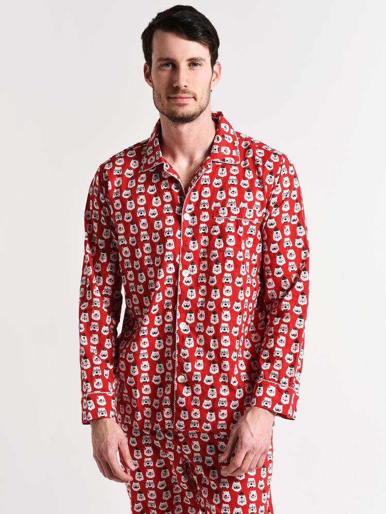 Roller Rabbit Men's Bearry Holiday Loungewear Set - Saint Bernard