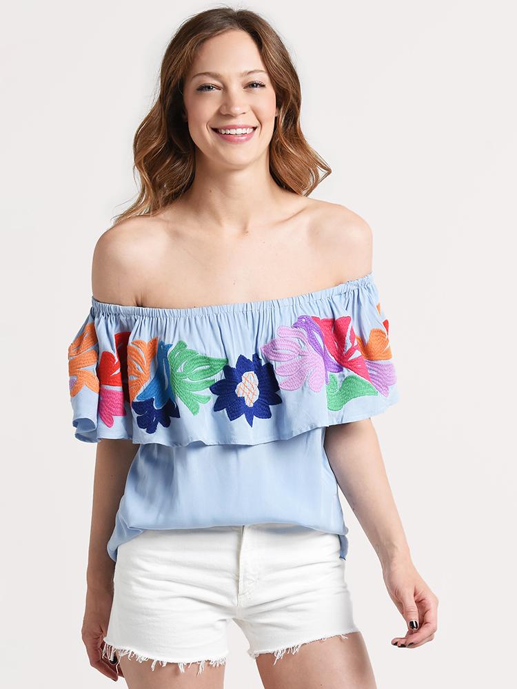 J. Marie Maya Off the Shoulder Top - Saint Bernard