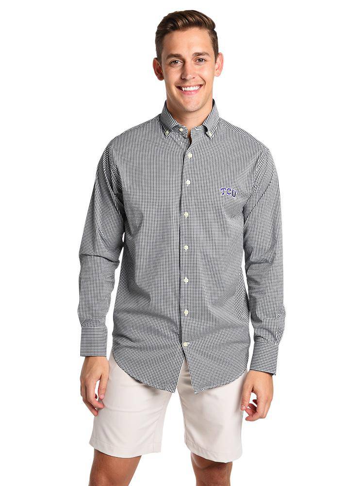 Peter Millar Men's Collegiate Check Performance Sport Shirt - Saint Bernard