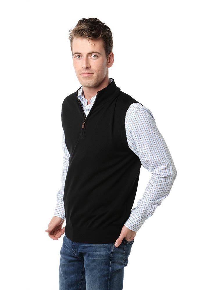 Peter Millar Men's Merino Wool Quarter-Zip Sweater Vest
