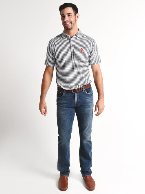 Peter Millar Collegiate Touchdown Stripe Stretch Mesh Polo