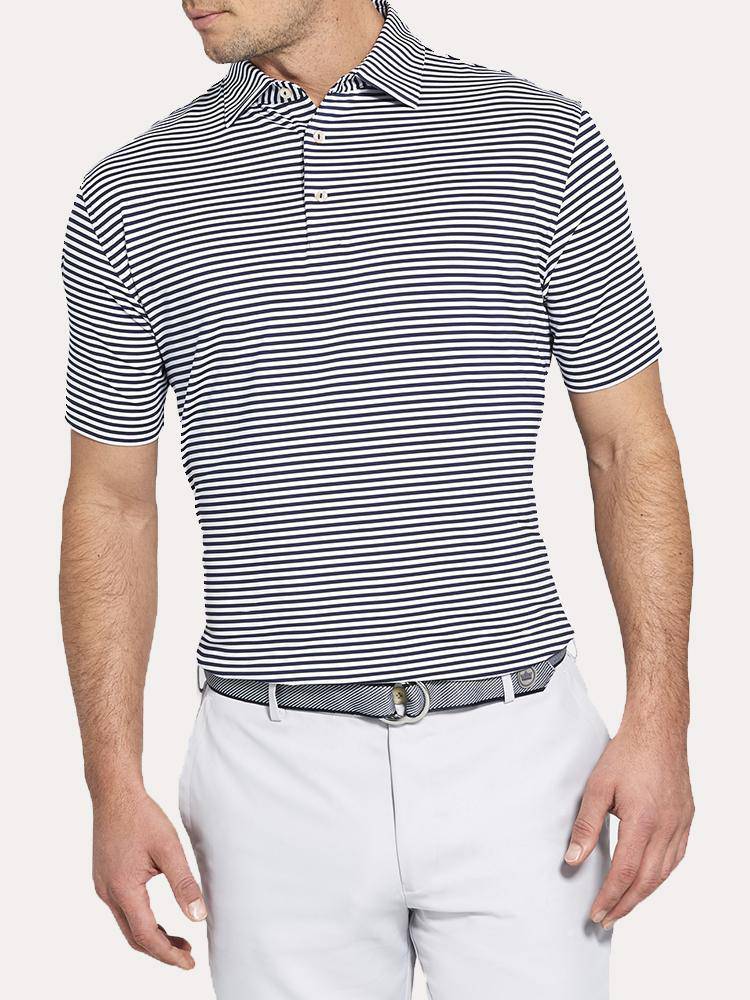 Peter Millar Men's Competition Stripe Performance Polo - Saint Bernard