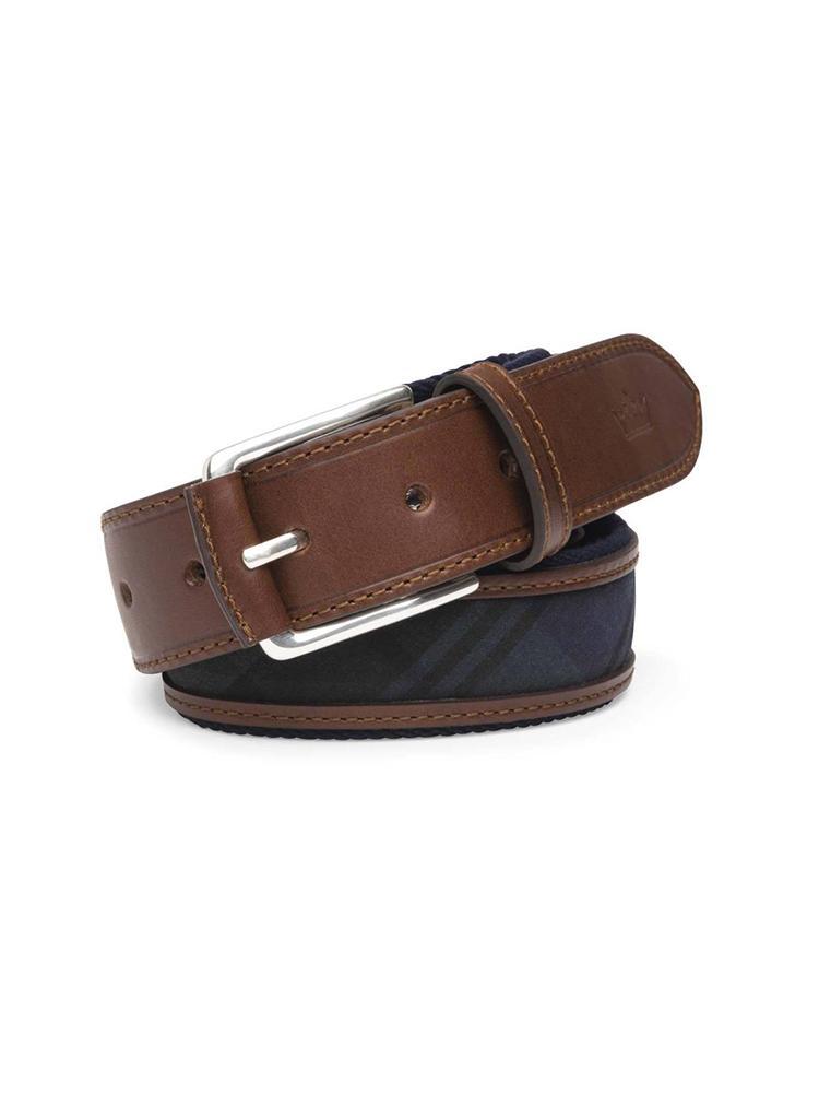 Peter Millar Men's Waxed Tartan Inset Belt - Saint Bernard