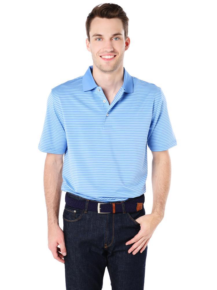 Peter Millar Men's Competition Stripe Stretch Jersey Polo - Saint Bernard