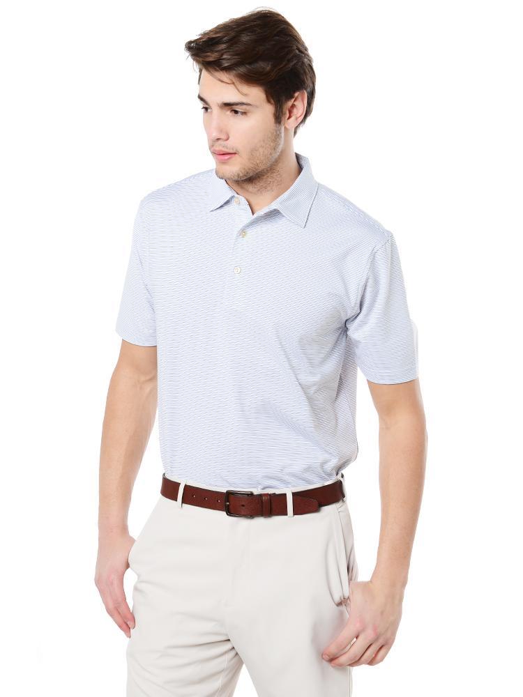 Peter Millar Men's Halford Stripe Stretch Jersey Polo - Saint Bernard