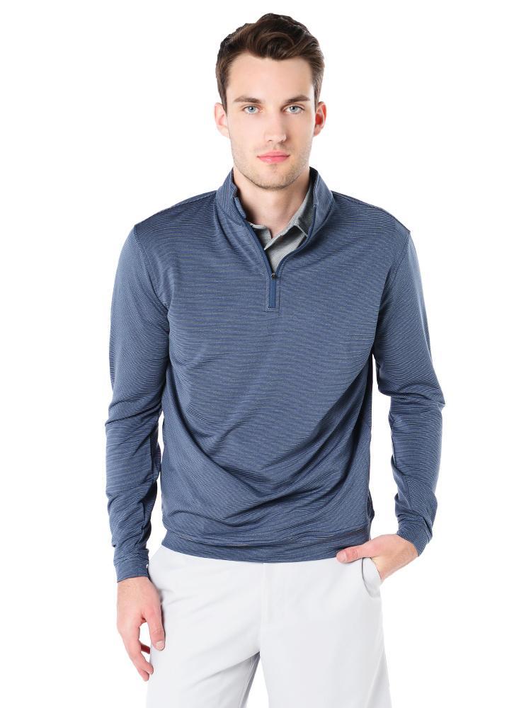 Peter Millar Men's Sugar Stripe Perth Performance Pullover - Saint Bernard