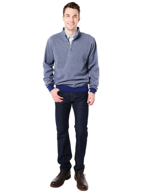 Peter Millar Men's Melange Fleece Herringbone 1/4 Zip Pullover
