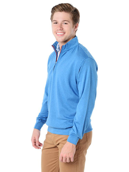 Peter Millar Men's Heather Interlock With Contrast Quarter-Zip