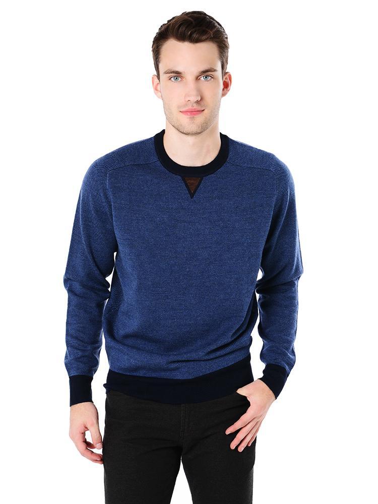 Peter Millar Suede Trimmed Crewneck Sweater - Saint Bernard