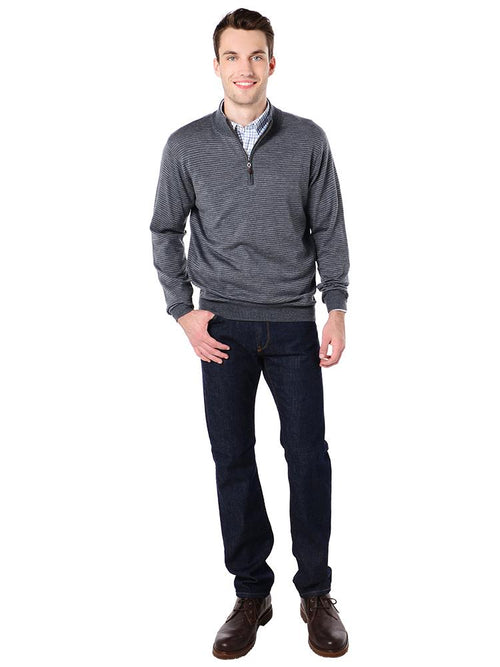 Peter Millar Striped Quarter Zip Sweater