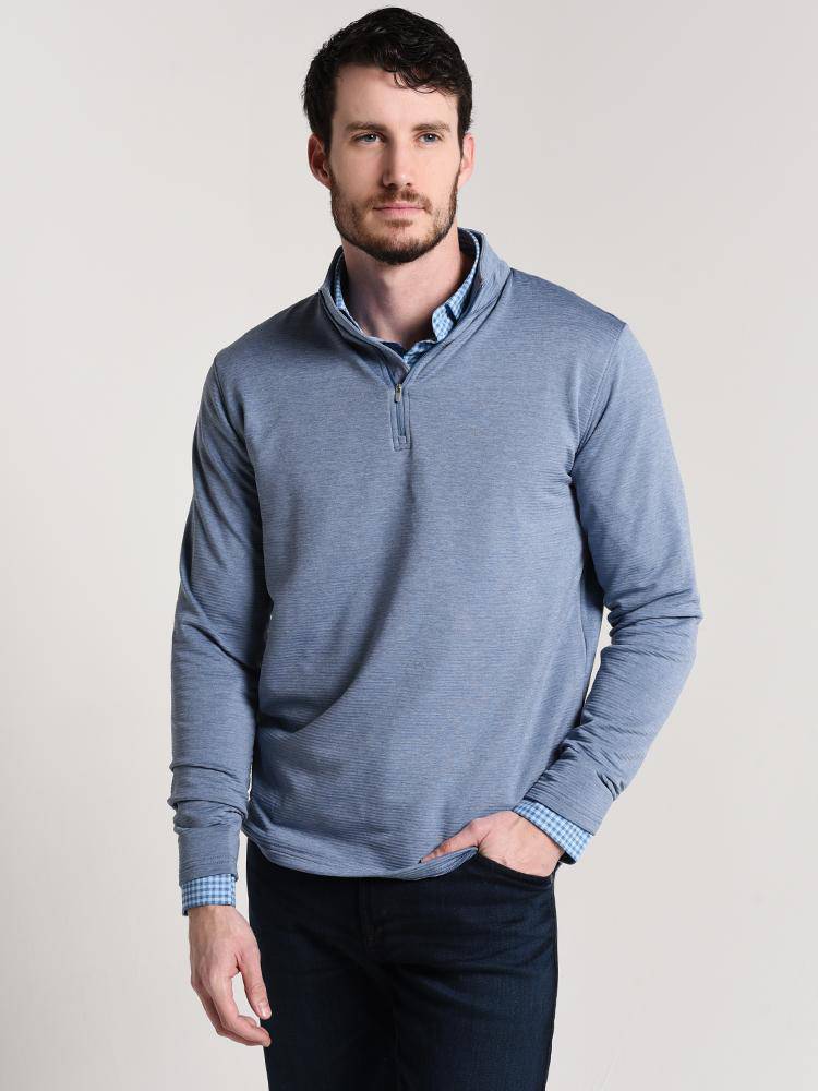 Peter Millar Birchmont Stretch Melange Ribbed Quarter-Zip - Saint Bernard