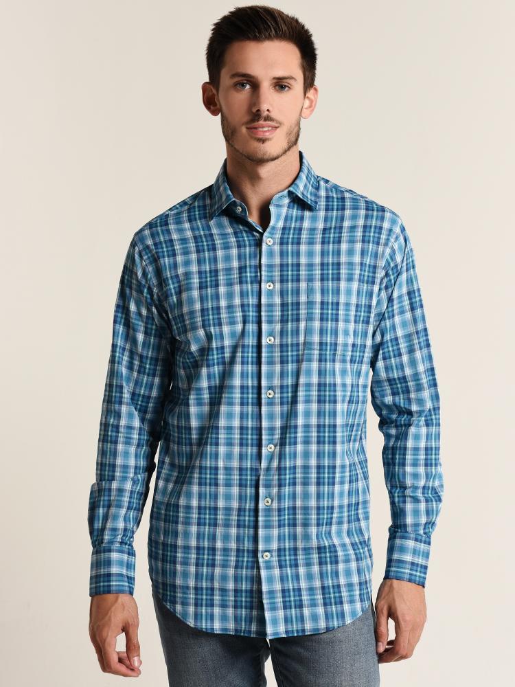 Peter Millar Van Performance Check Woven Shirt - Saint Bernard