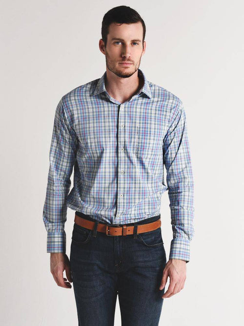 Peter Millar Wyatt Performance Plaid Woven Shirt
