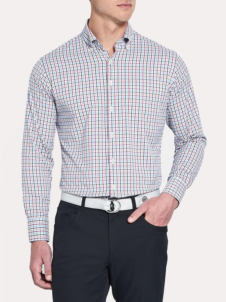 Peter Millar Lawson Performance Tattersall Woven Shirt - Saint Bernard