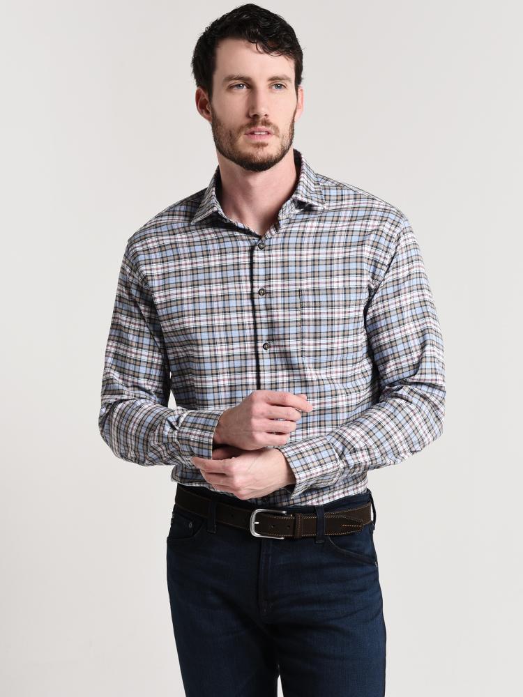 Peter Millar Allman Performance Plaid Flannel Sport Shirt - Saint Bernard