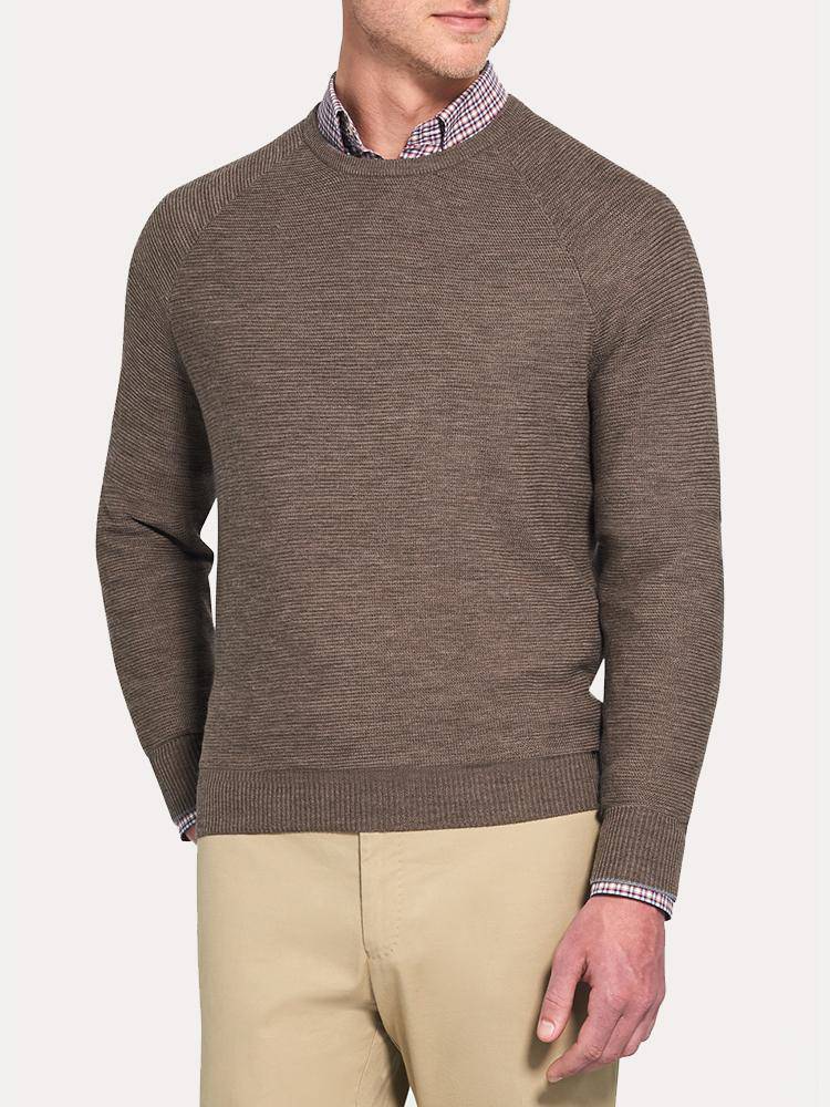 Peter Millar Raglan Crew with Suede Elbow Patches - Saint Bernard