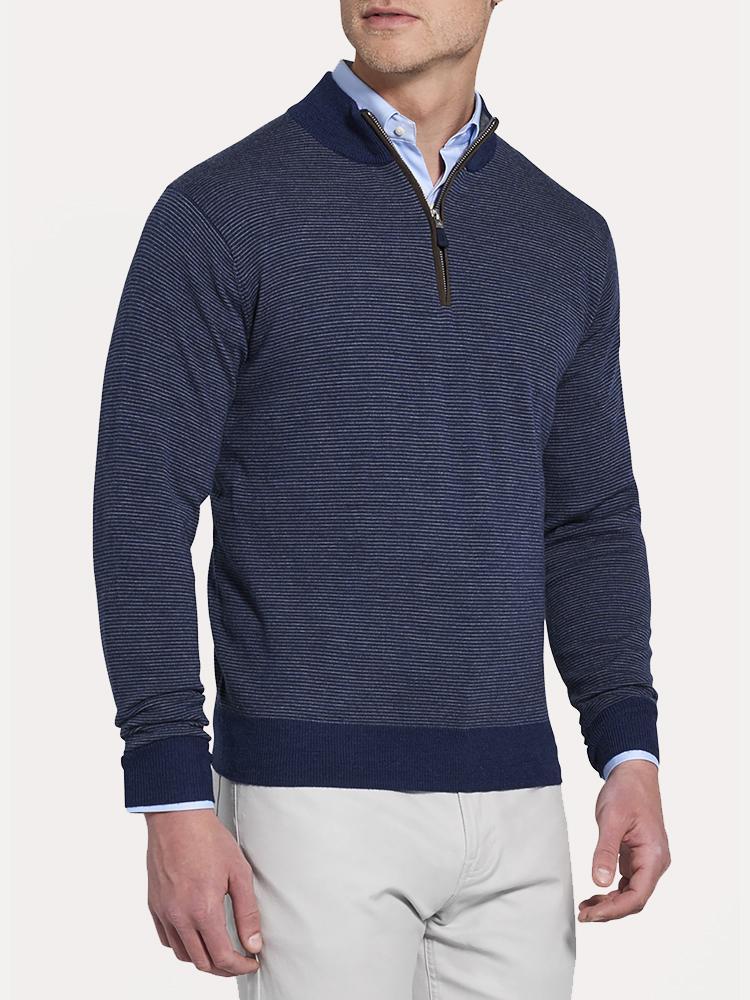 Peter Millar Needle Stripe Quarter-Zip Sweater - Saint Bernard